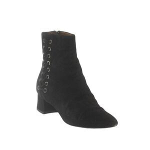 Aquatalia Womens Suede Zip Up Whipstitch Polina Ankle Boots Black Size 5 Medium